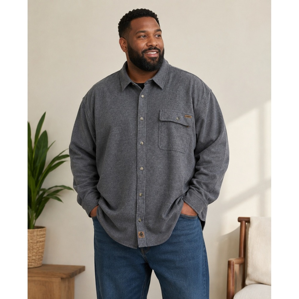 Legendary Whitetails Shirt Mens 3XL Grey 100% Cotton Corduroy Trim Cabin Fall